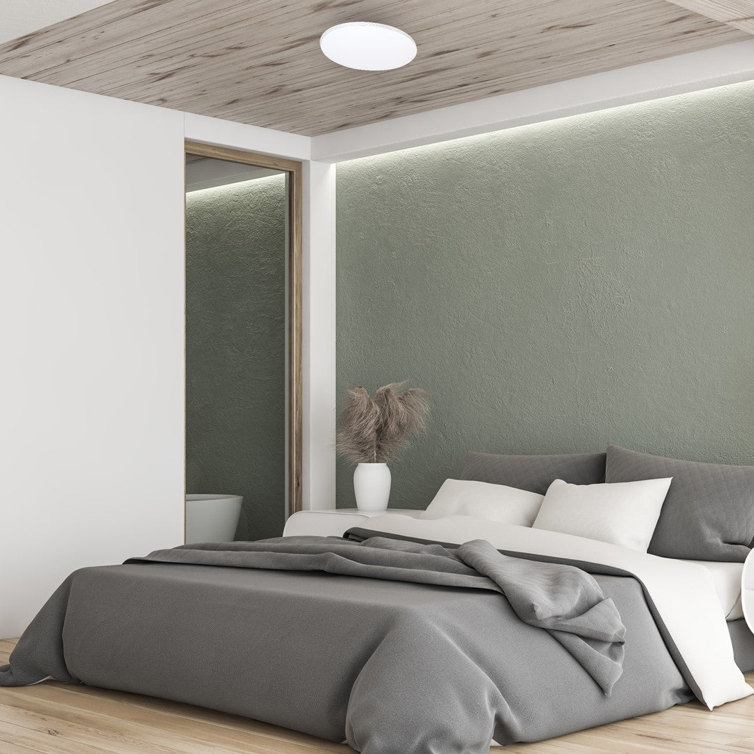Ceiling Lamp Siena Stylish White And Chrome Circular Design Dimmable Including Remote Control | 35cm | White