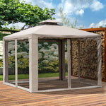 3 X 3 M Metal Gazebo Garden Outdoor 2-tier Roof Marquee | Brown
