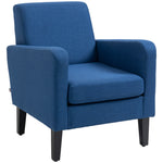 Modern Armchair Accent Chair With Rubber Wood Legs | One Size | Blue