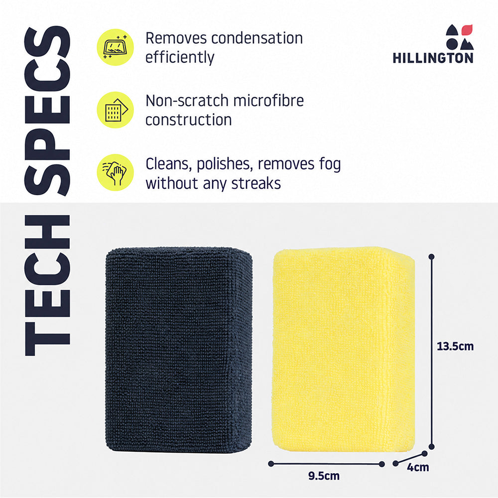 Hillington Windscreen Cleaning Pads Microfibre Demister Car Glass