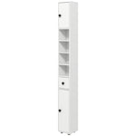Slim Bathroom Cabinet, Toilet Roll Storage W/ Open Shelves | One Size | White