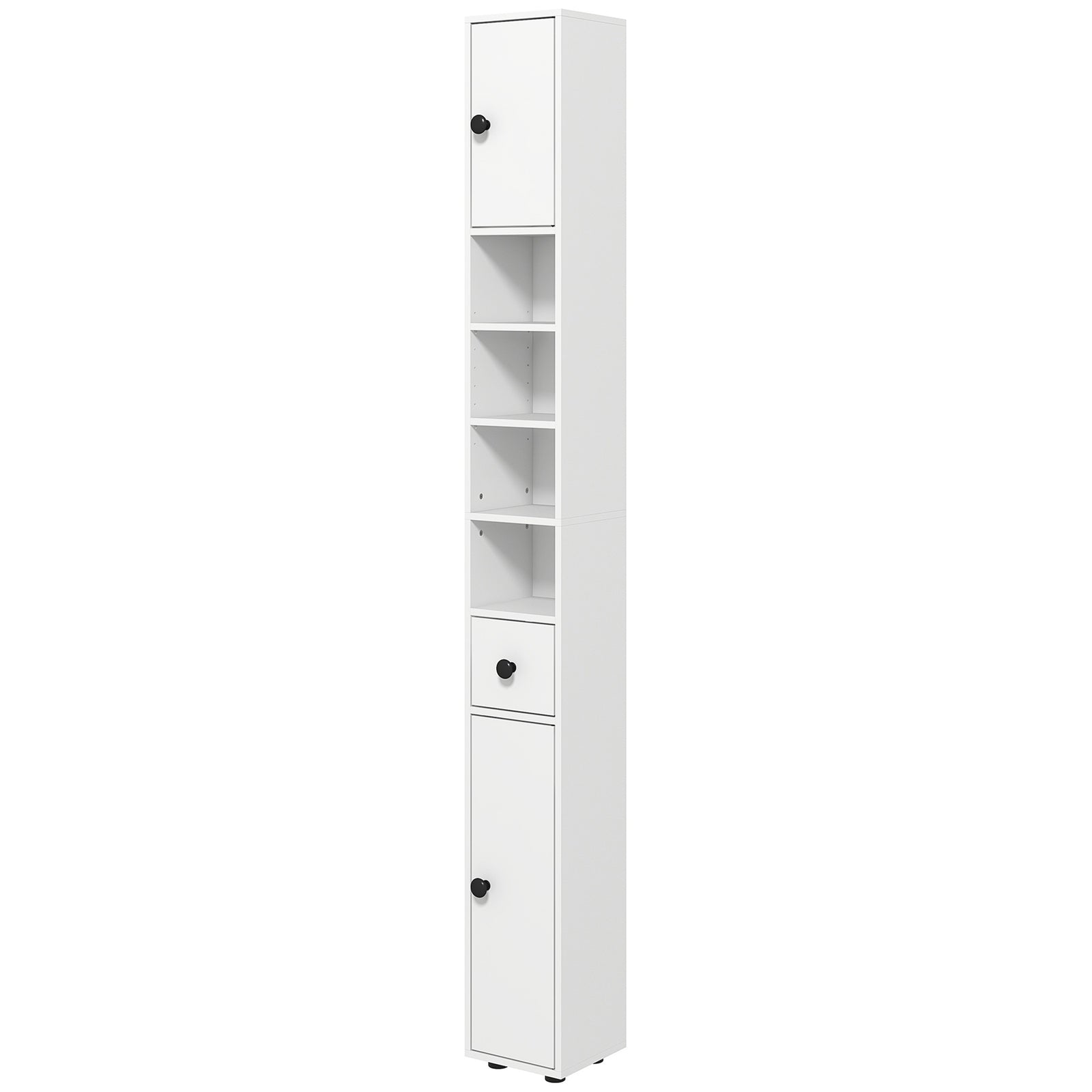 Slim Bathroom Cabinet, Toilet Roll Storage W/ Open Shelves | One Size | White