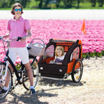 18m+ 2-seat Child Bike Trailer For Kid W/ Steel Frame Seat Belt | Yellow