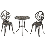 3 Piece Patio Bistro Set, Aluminium Garden Table And Chairs | Bronze