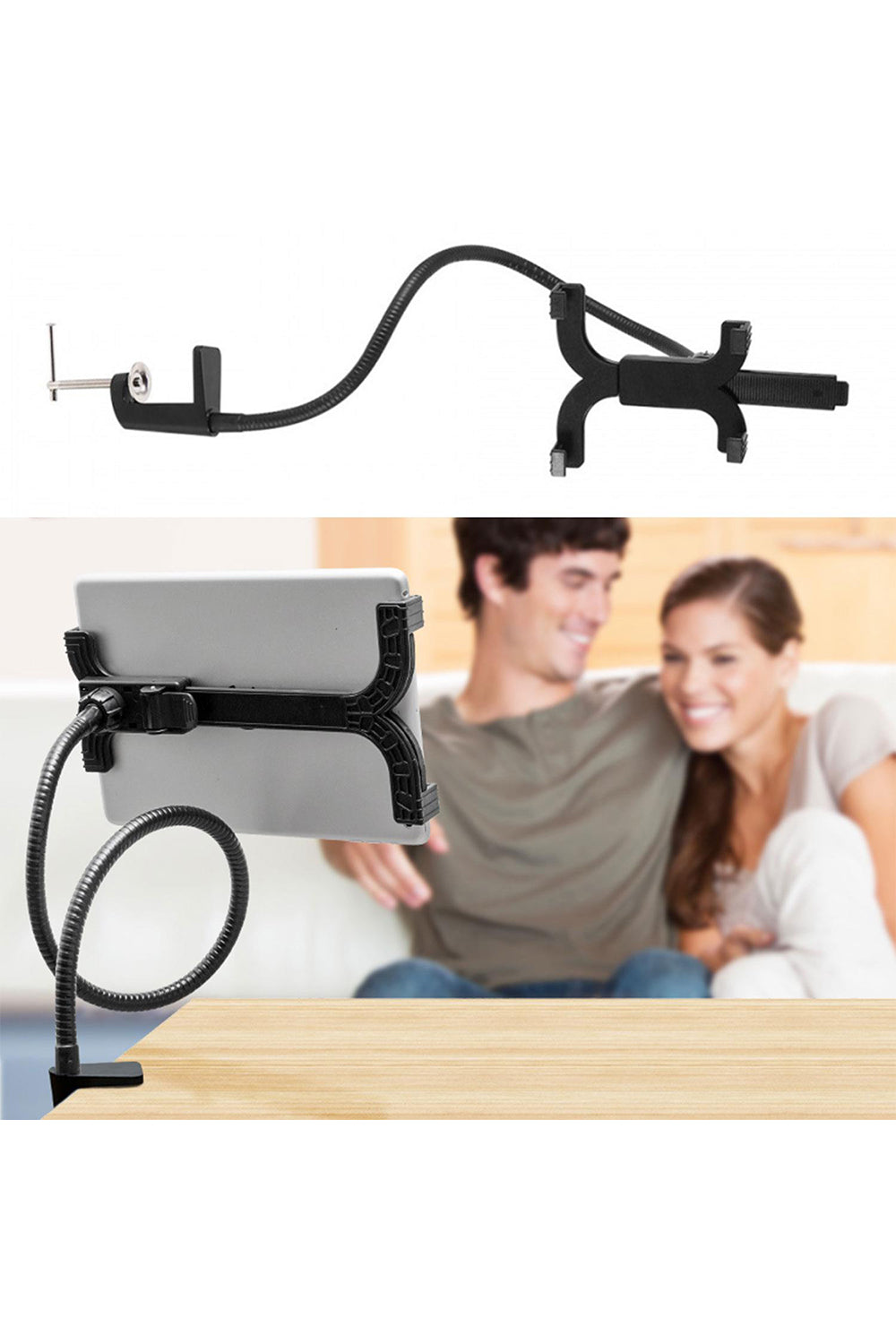 360 Aluminium Alloy Rotating Tablet Holder Adjustable Gooseneck Black
