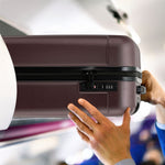 56x45x25cm Large Cabin Carry On Case - Overhead Luggage Suitcase - 4 Spinner Wheels - Abs Hard Shell Cabin Bag | Cabin | Burgundy