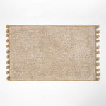 Tufted Cotton Bath Mat With Pom Pom Edges | 50 x 80cm | Natural