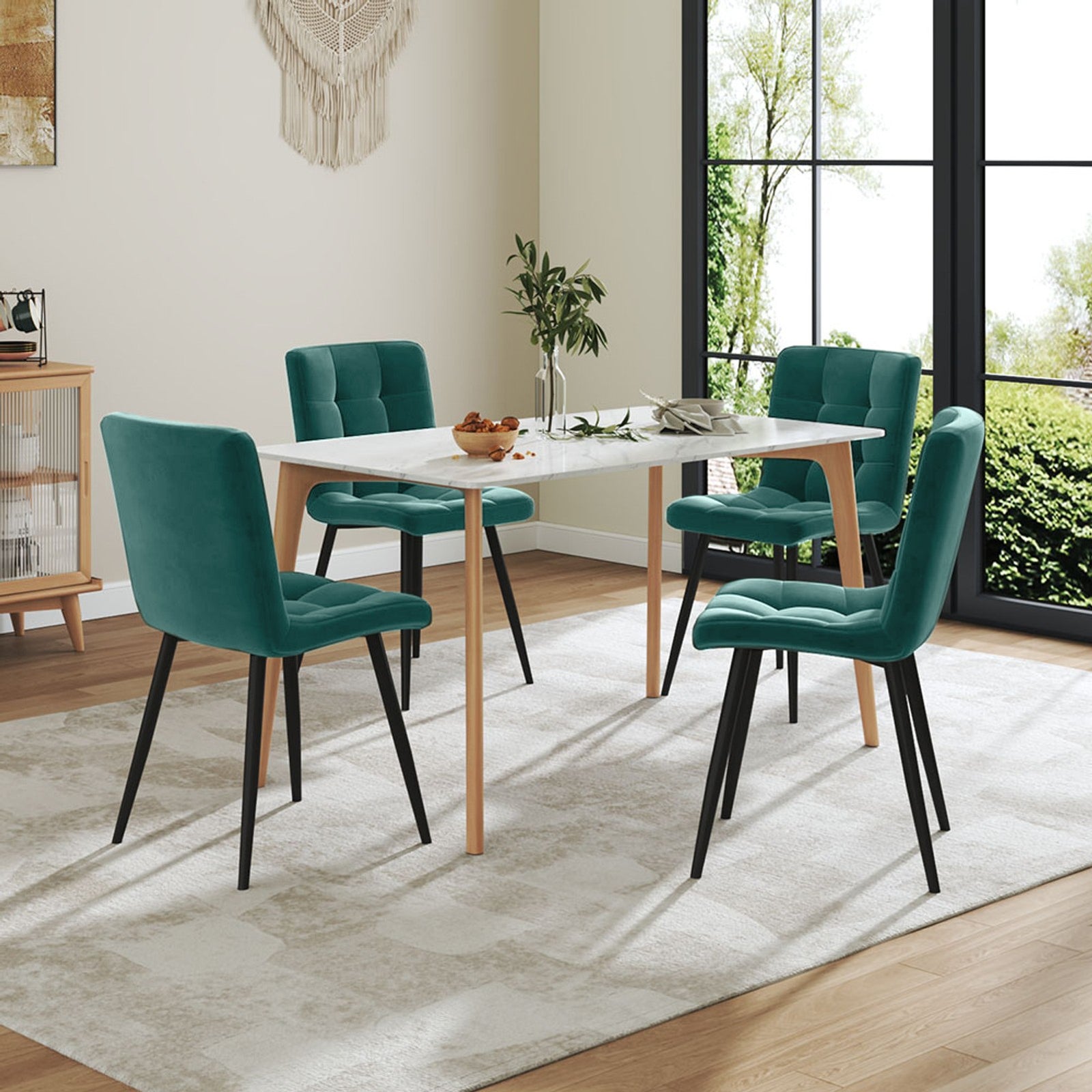 Breeins Set Of 4 Contemporary Velvet Upholstered Dining Chairs