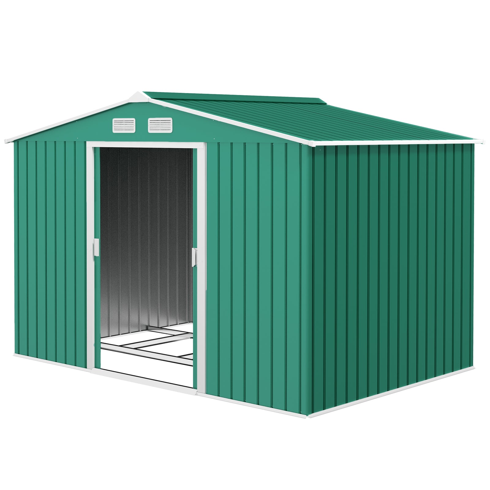 Garden Shed Storage Unit With Locking Door Floor Foundation | Medium | Green
