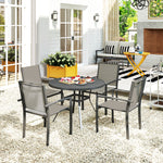 5-piece Round Table Set, 4 Stackable Chairs, Grey