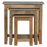 Country Solid Wood Stool Set Of 3