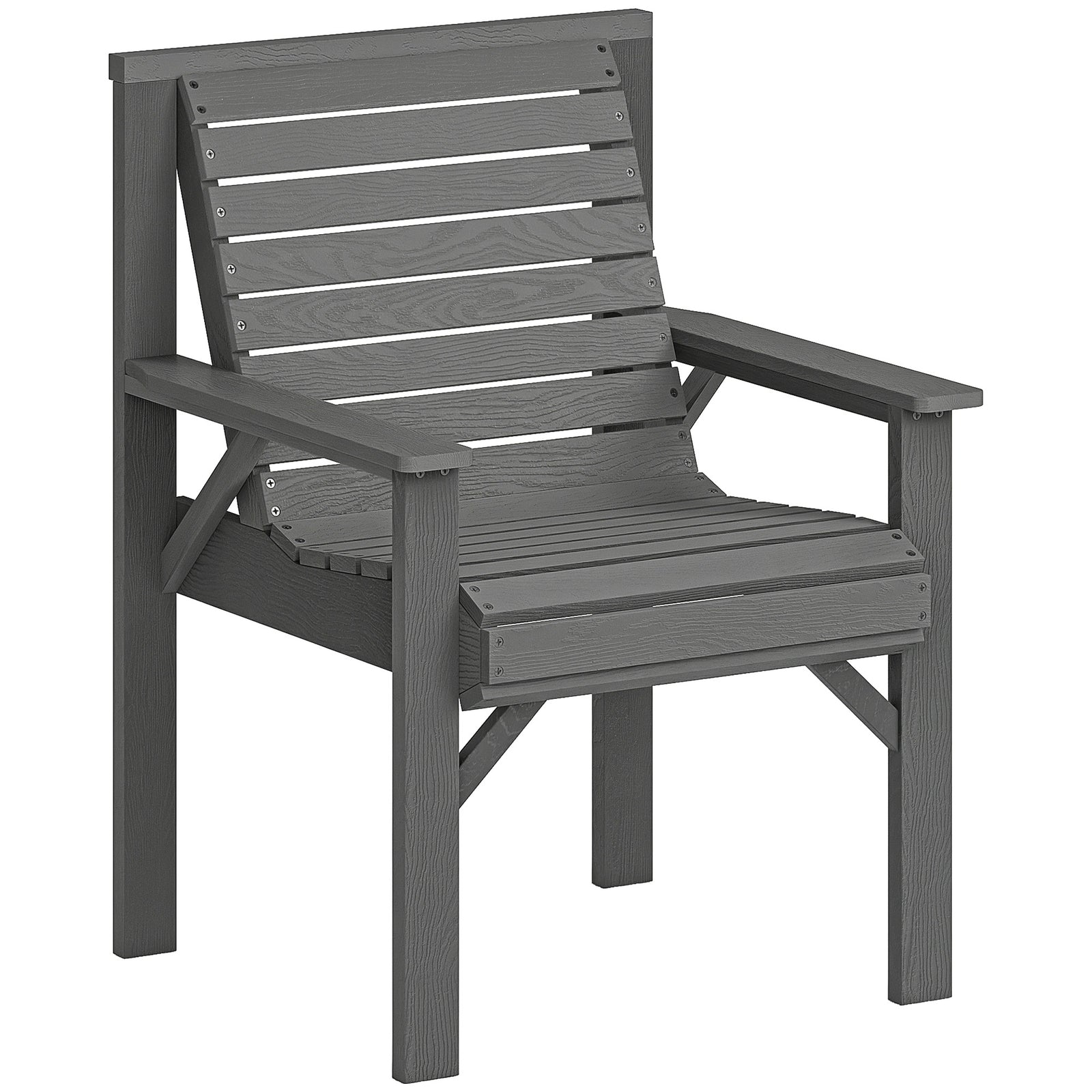Wood Garden Chair Outdoor Dining Chair With Curved Seat | Grey