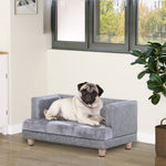 Dog Sofa Pet Lounge Bed W/ Anti-slip Legs For Small-sized Dogs - Grey