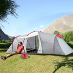 4-6 Man Tunnel Tent, Camping Tent W/ Bedroom, Living Area | Gray