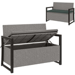 Garden Storage Bench, 151.5l Pe Rattan Bench With Storage