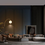 Breeins Modern Adjustable Arc Floor Lamp With Wood Tray