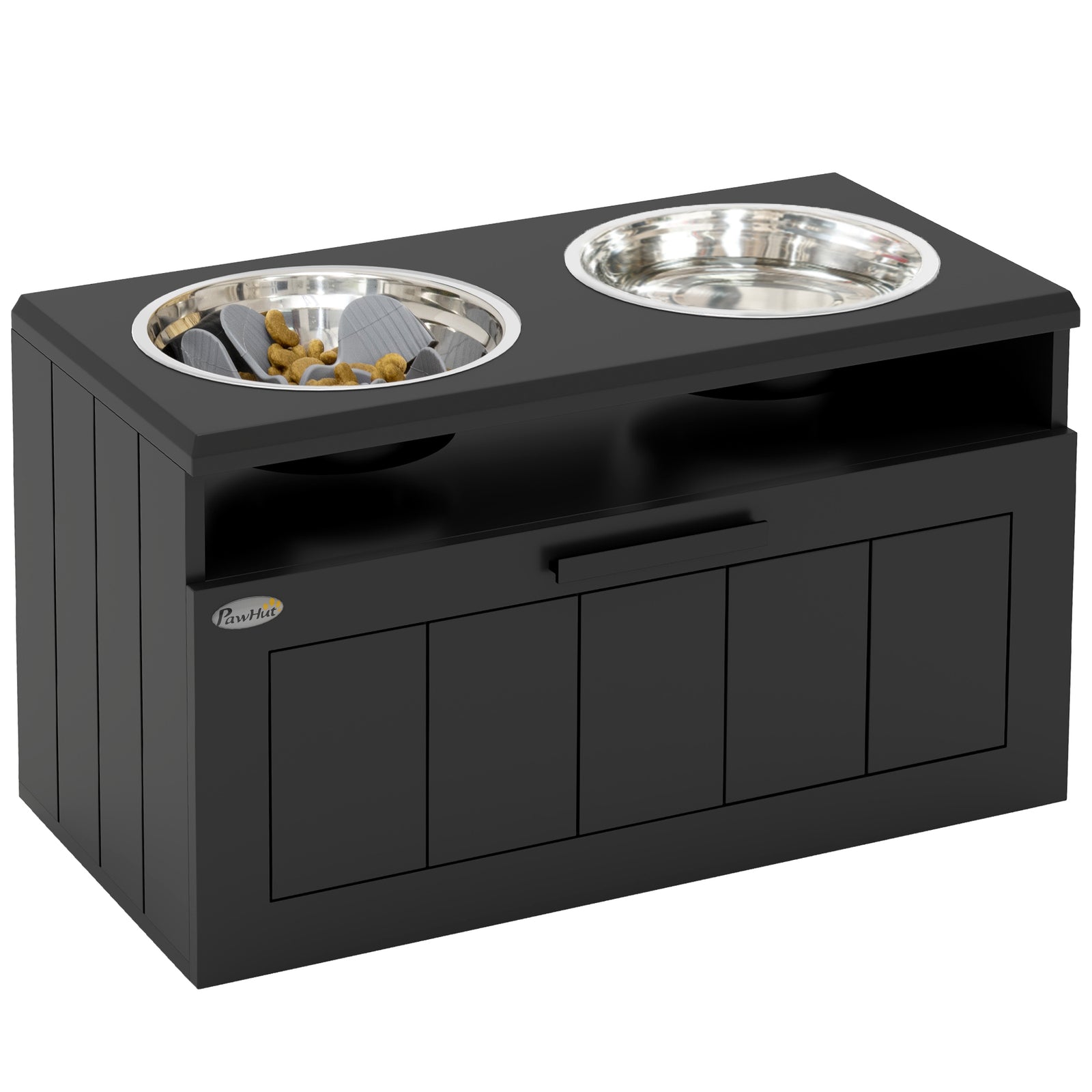 Raised Dog Bowl, Elevated Dog Bowls With Slow Feeder Dog Bowl | Black