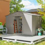 9 X 6ft Galvanised Garden Storage Shed With Sliding Door