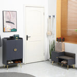 Upholstered Entryway Shoe Bench Storage Cabinet Open Shelf | One Size | Gray