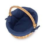 Wicker Shopping Basket Buff Willow Oval Shopper | Navy Blue