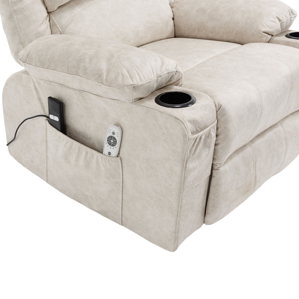 Electric Power Lift Recliner Chair Pu Leather Massage Chair With Heat, Cup Holders & Dual Remote