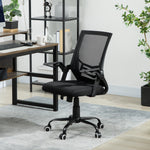 Vinsetto Office Chair w/ Flip-up Armrest Mid Back Mesh Back Black