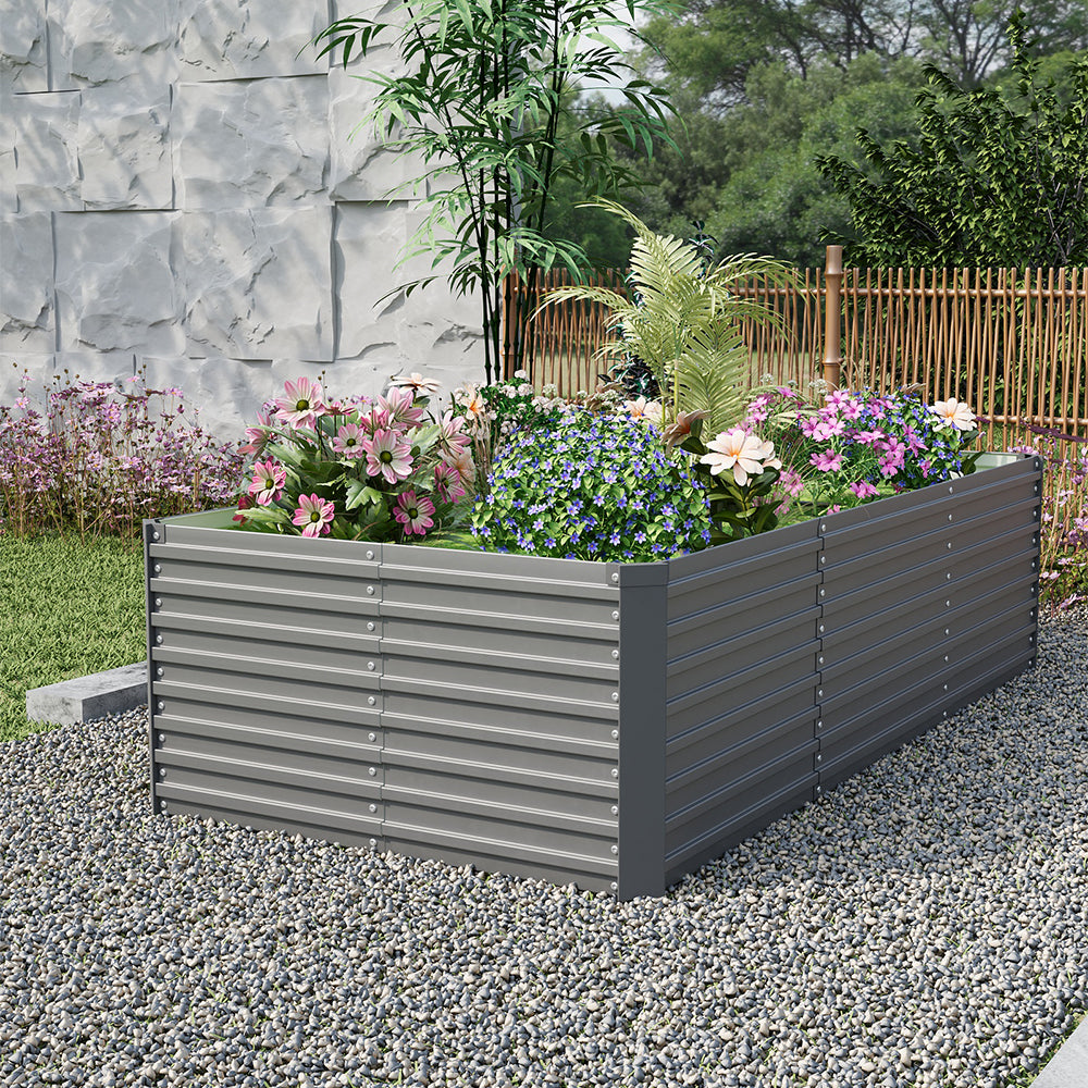 Rectangular Raised Garden Bed – Durable Steel Planter With Safe Edges, 240cm W X 120cm D X 60cm H, Spacious Vegetable Growing Area
