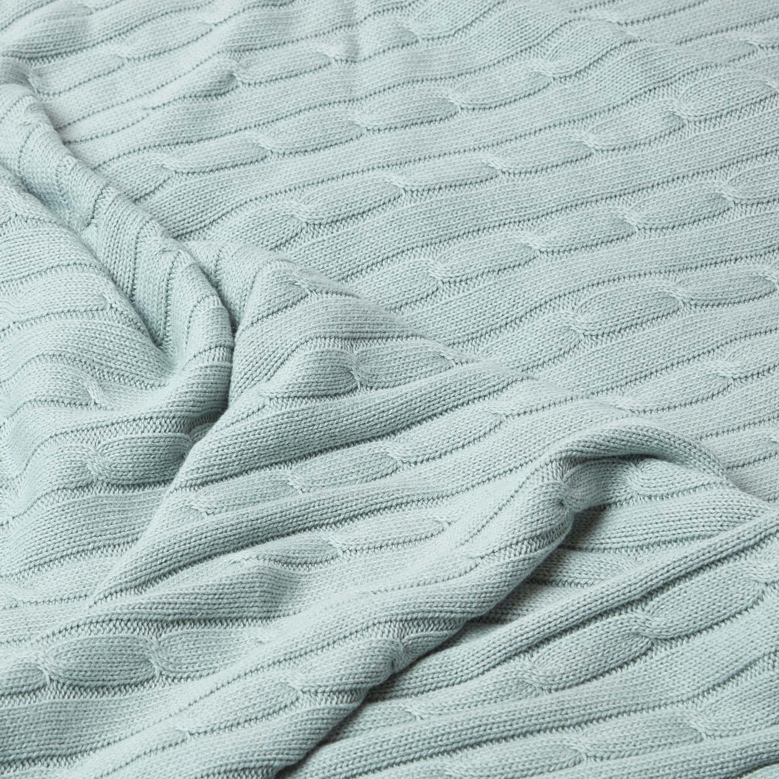 Combed Cotton Cable Knit Throw | 150cm x 200cm | Duck Egg Blue