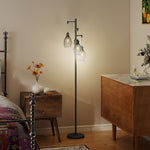 HOMCOM Industrial 3-light Floor Lamp Dimmable Led Standing Lamp, Black