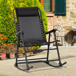 Folding Rocking Chair Zero Gravity With Headrest | Black