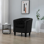 Aurora 69cm Wide Striped Fabric Tub Chair With Dark And Light Wooden Legs | Black