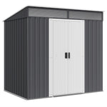 6.5x4ft Garden Shed W/ Foundation Lockable Metal Tool Shed | Grey