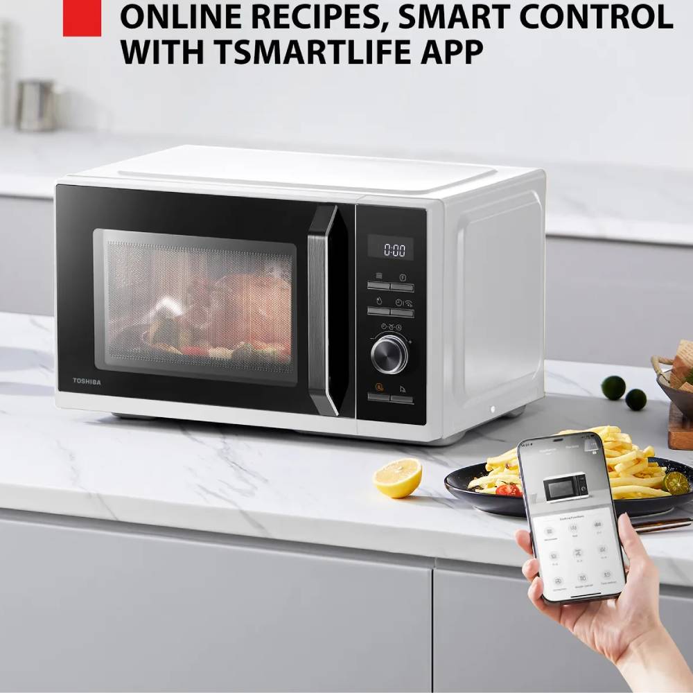23l 4-in-1 Smart Combination Microwave Oven With App Control– Microwave, Grill, Air Fry & Convection Baking | White