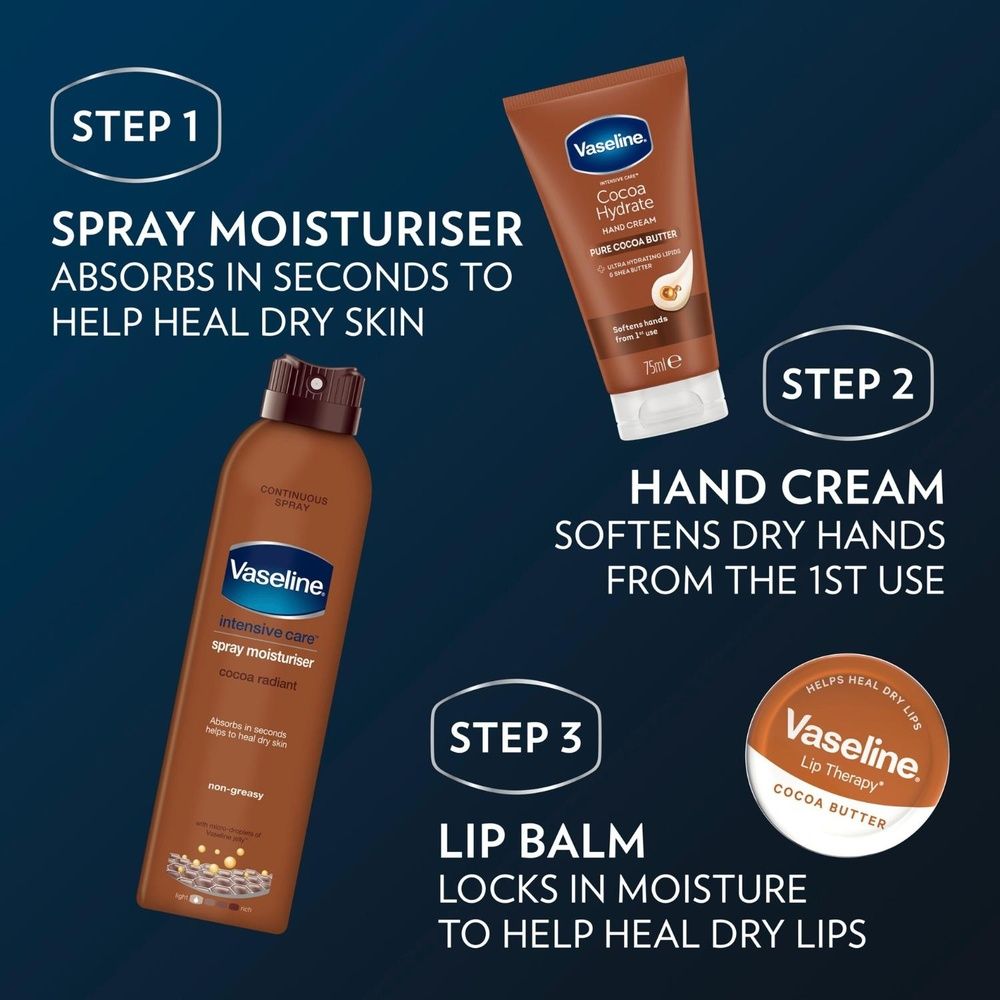 Vaseline Gluta-hya Flawless Tone Lotion 200ml & Cocoa Lip Balm 20g Duo Set