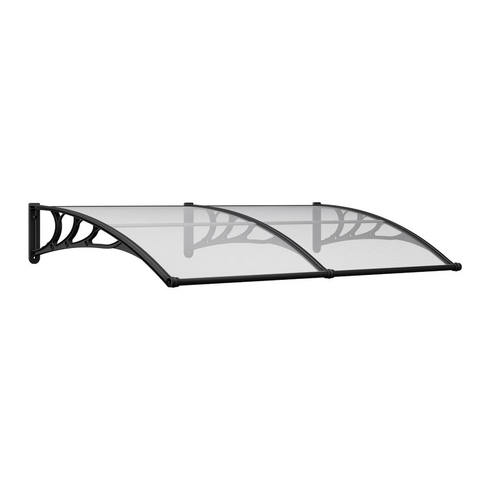 Clear Outdoor Door Canopy Window Awning With Drainage Channel 100/120/150/200cm W X 100cm D | 200cm | Clear
