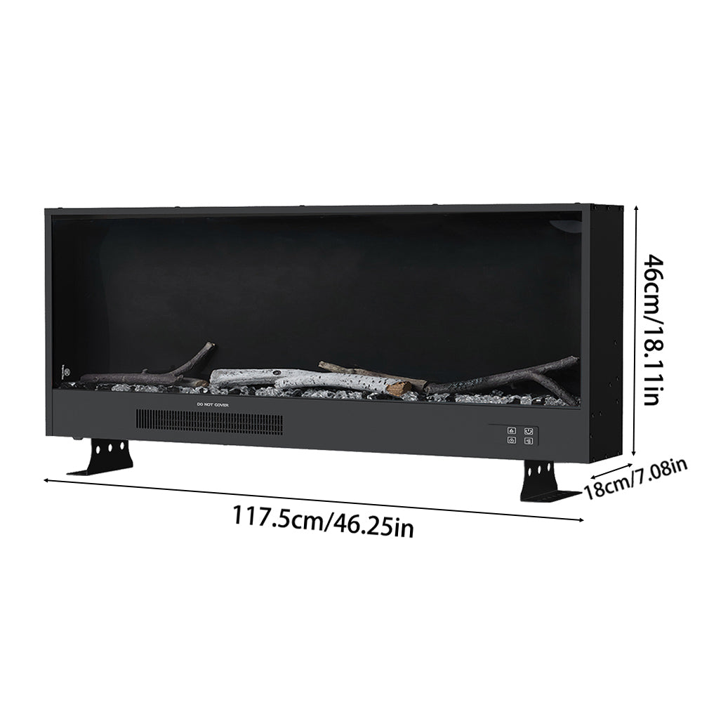 Modern Electric Fireplace – 12 Flame Colors, 6 Brightness Levels, Smart App & Remote Control, High-carbon Steel Housing | Small | Black