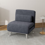 Single Sofa Bed Folding Chair Bed Metal Frame Padding Pillow | Charcoal Gray