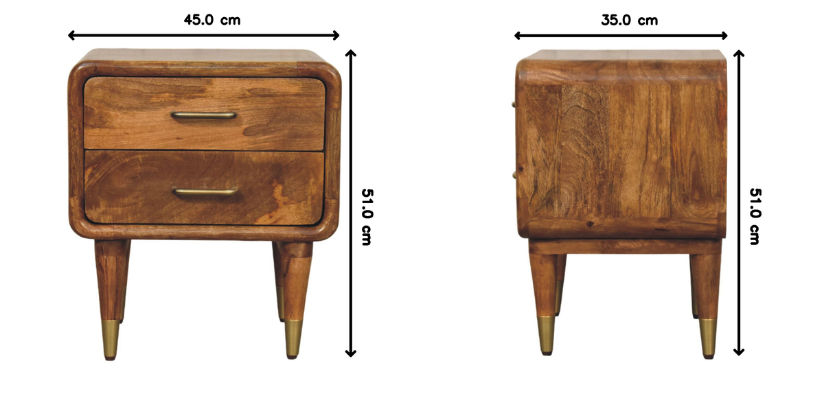 Solid Wood Amber Oak Bedside Table