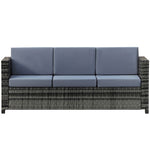 Rattan Garden Furniture Weave Wicker 3-seater Sofa W/cushion | Gray