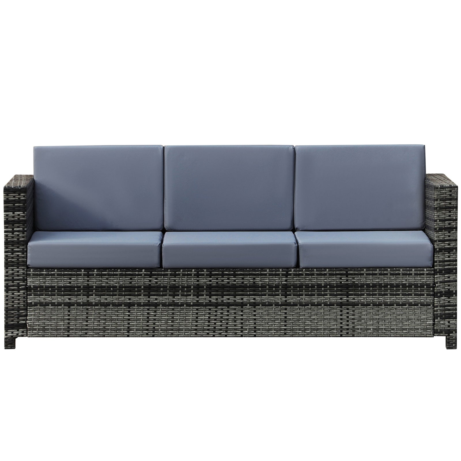 Rattan Garden Furniture Weave Wicker 3-seater Sofa W/cushion | Gray