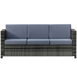 Rattan Garden Furniture Weave Wicker 3-seater Sofa W/cushion | Gray
