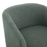 Modern Swivel Accent Chair With Linen Upholstery, Barrel Back Design, 360° Rotating Base, Foam Cushioned Seat & Wooden Frame