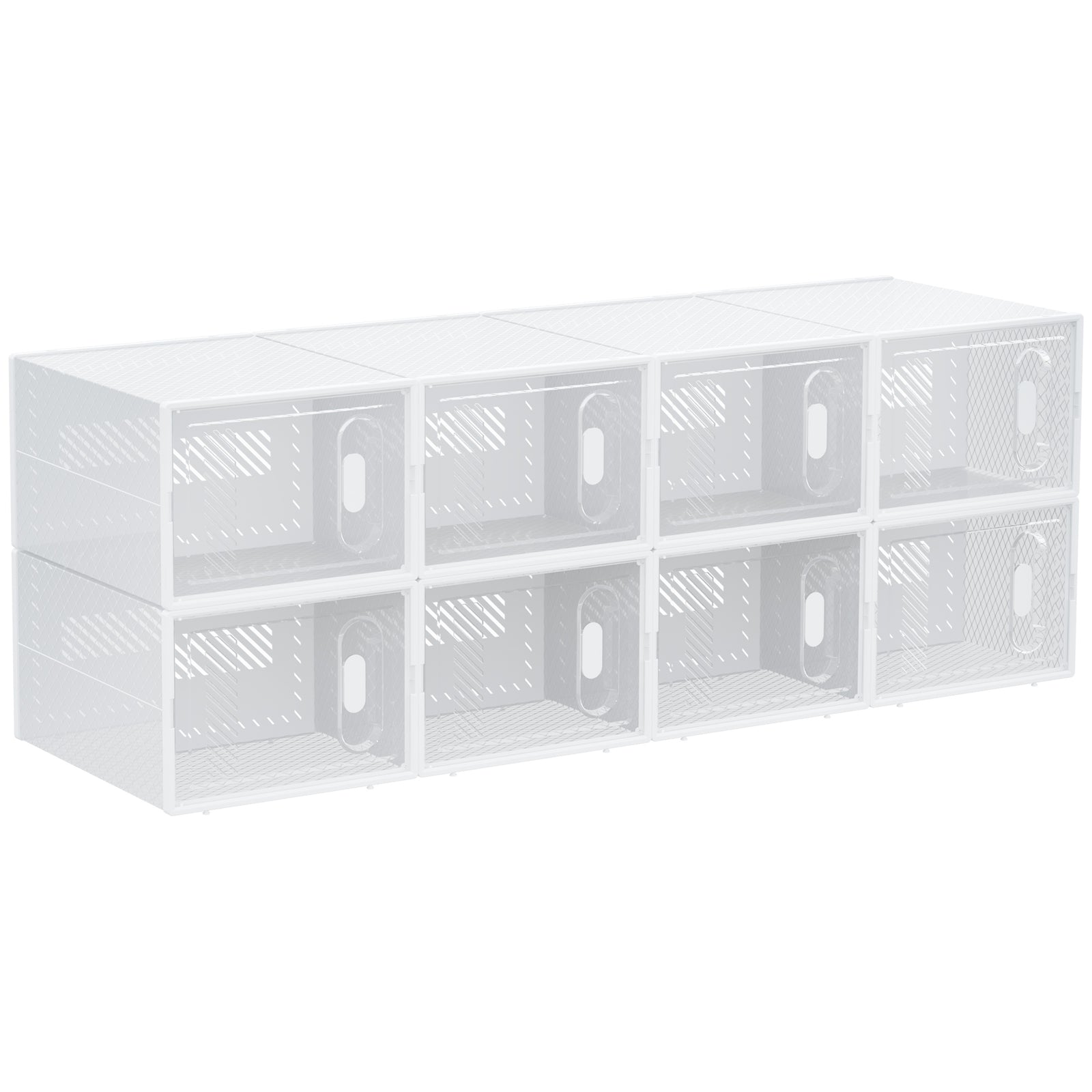8pcs Clear Plastic Shoe Storage Box For Uk/eu Size 8.5/43