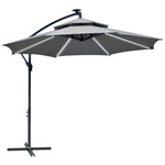 3m Cantilever Banana Parasol W/ Led Solar Lights | Light Slate Gray