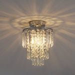 Modern Crystal Droplet Chandelier Chrome Ceiling Light Fixture Flush Mount Pendant Lamp