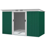 9 X 4ft Outdoor Metal Frame Garden Storage Shed W/ 2 Door | Dark Green