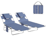 2 Sun Loungers With Reading Hole, Folding Garden Lounger | Grey