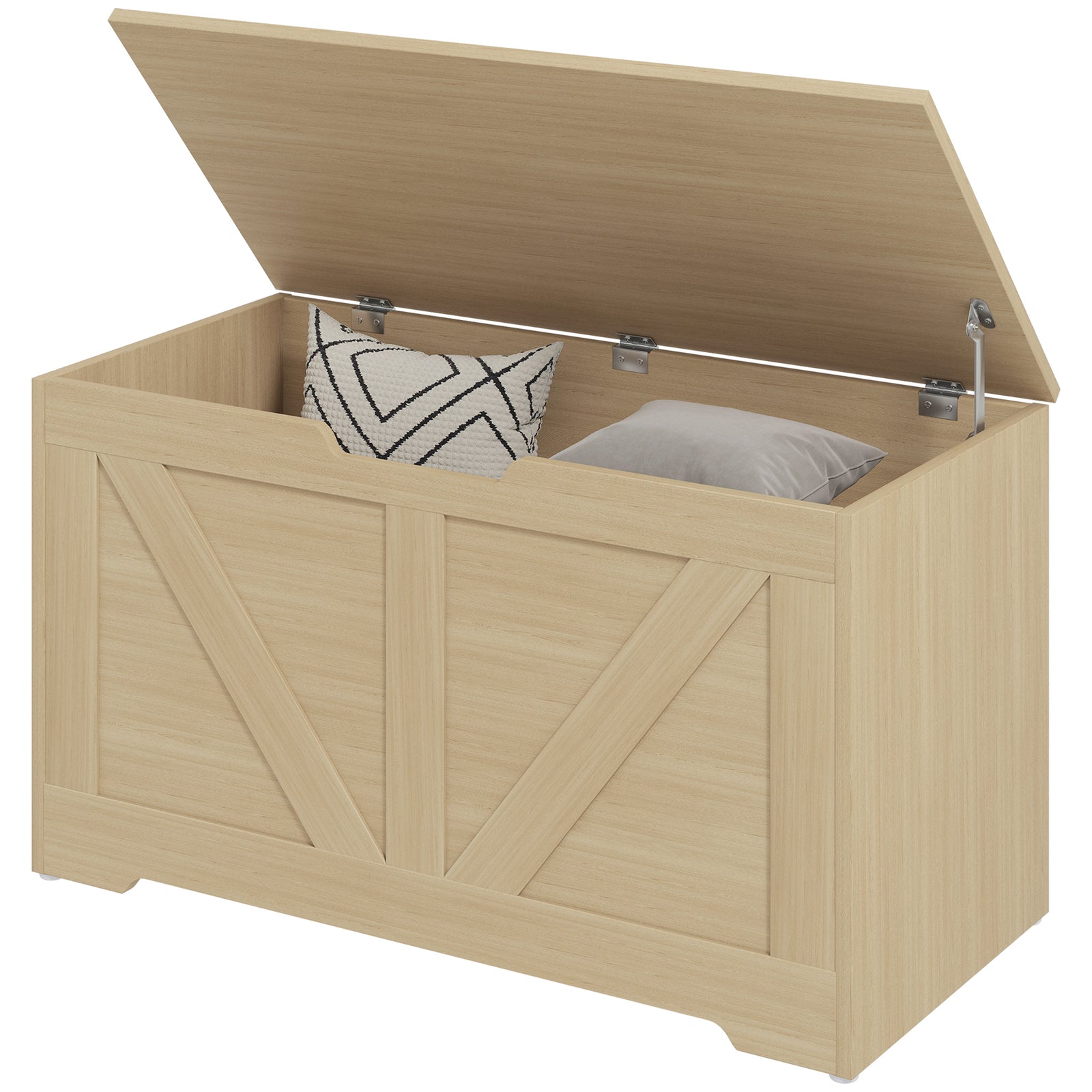 Storage Trunk With 2 Safety Hinges, 80cm | Natural