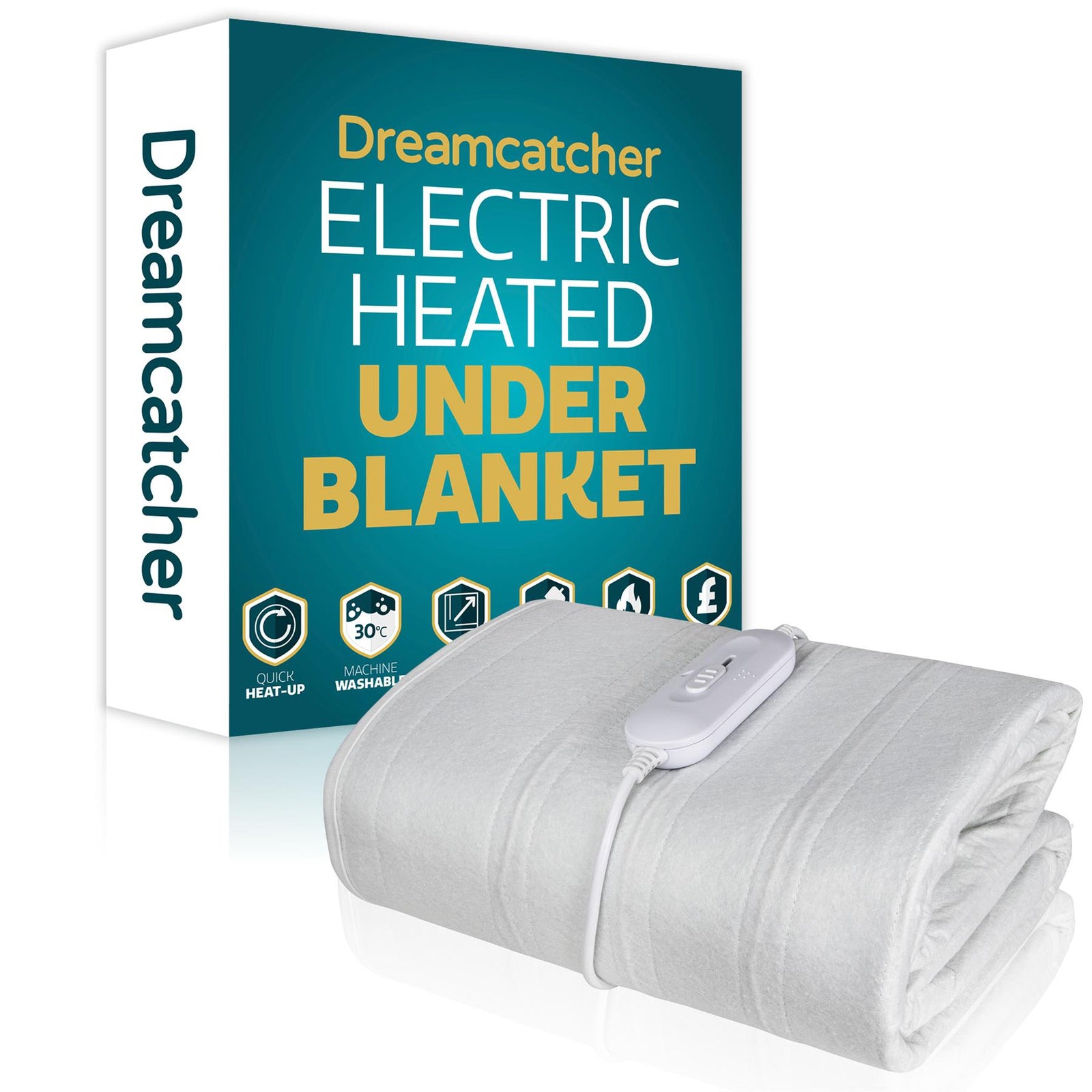Electric Blanket Heated Bed Underblanket Polyester Detachable Control 3 Heat Settings | Single | White