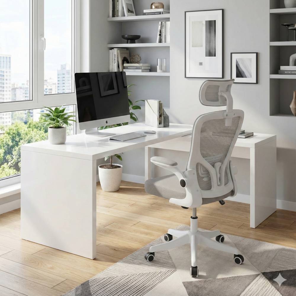Height Adjustable Comfortable Mesh Office Chair | White